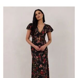 Park & Fifth Beatrice Dress - Black Floral Maxi Dress